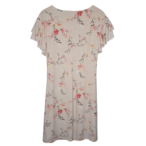 Ralph Lauren LRL Womens Romantic Pink Color Floral Ruched Sheath Dress Size 16 - Picture 2 of 9